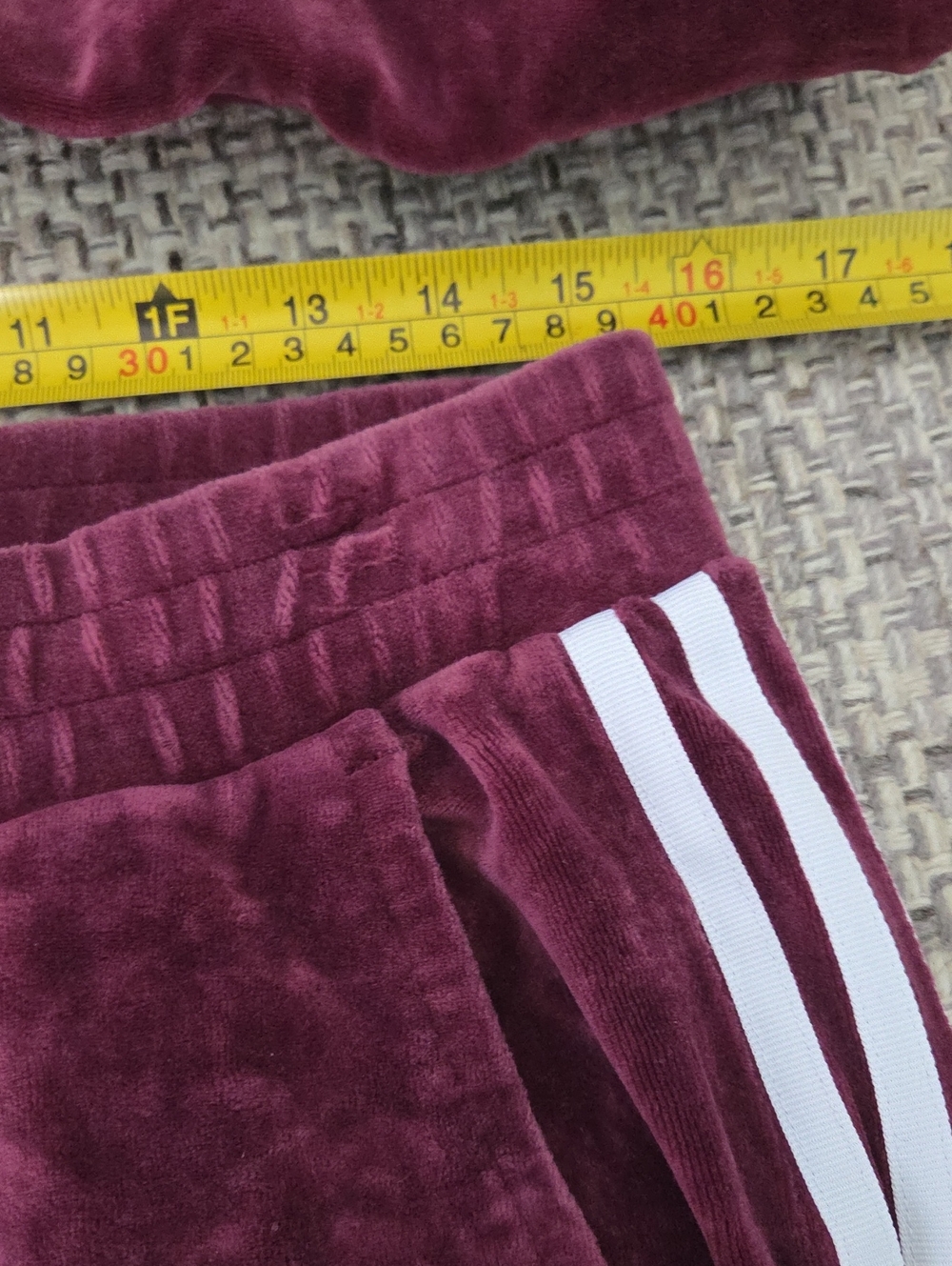Adidas Originals Burgundy Velour Tracksuit Set Y2K 3 Stripe Jacket Pants M - Picture 9 of 16